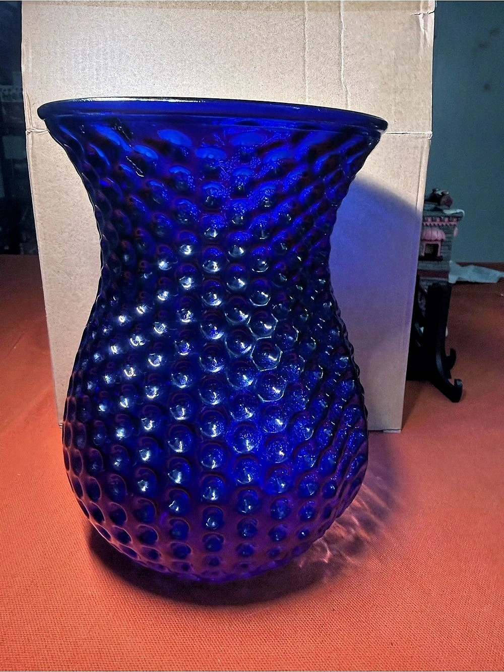 Cobalt Blue Hobnail Glass Vase